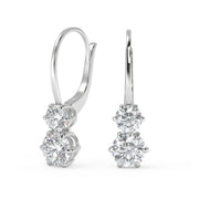 Julissa Round Cut 6 Prong Stacked Earrings Leverback - Nivetta